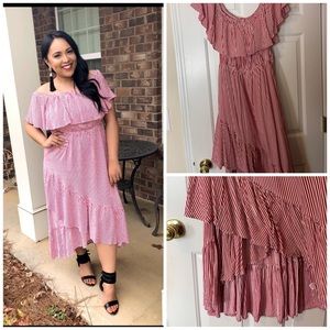 Off the shoulder striped dress